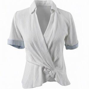 Mystree White and Gray Wrap Blouse